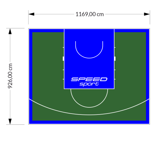 108M2/926X1169CM ZIELONO-NIEBIESKIE BOISKO DO KOSZYKÓWKI SPEEDSPORT HEXA POWER PRO