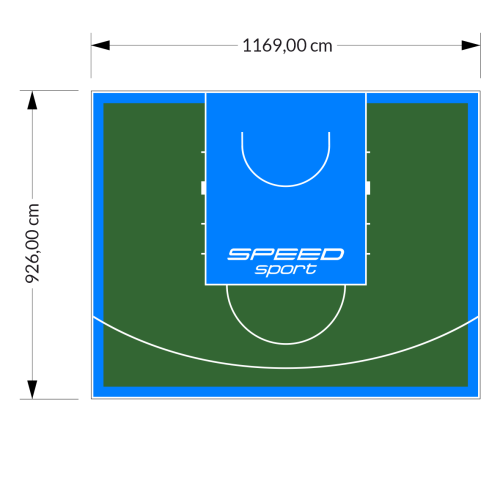 108M2/926X1169CM ZIELONO-BŁĘKITNE BOISKO DO KOSZYKÓWKI SPEEDSPORT HEXA POWER PRO