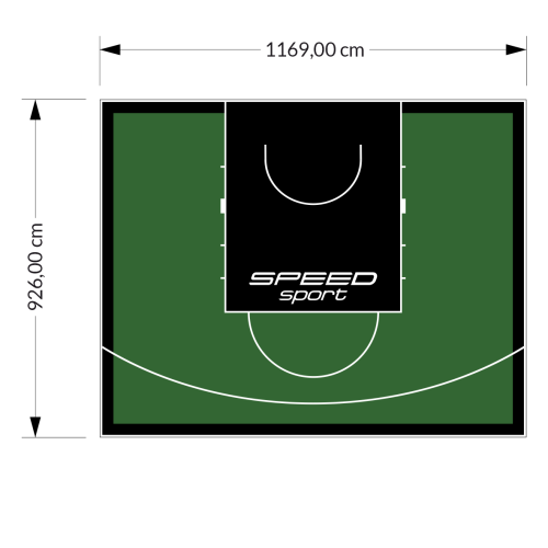 108M2/926X1169CM ZIELONO-CZARNE BOISKO DO KOSZYKÓWKI SPEEDSPORT HEXA POWER PRO