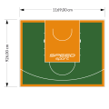 108M2/926X1169CM ZIELONO-POMARAŃCZOWE BOISKO DO KOSZYKÓWKI SPEEDSPORT HEXA POWER PRO