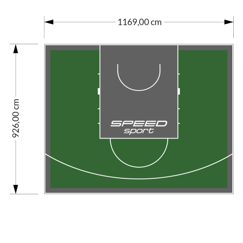 108M2/926X1169CM ZIELONO-GRAFITOWE BOISKO DO KOSZYKÓWKI SPEEDSPORT HEXA POWER PRO