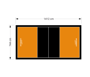 105M2/1412X744CM POMARAŃCZOWO-CZARNE BOISKO DO SIATKÓWKI SPEEDSPORT HEXA POWER PRO