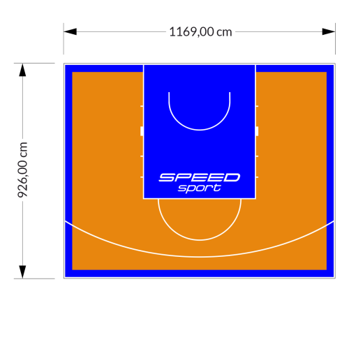 108M2/926X1169CM POMARAŃCZOWO-NIEBIESKIE BOISKO DO KOSZYKÓWKI SPEEDSPORT HEXA POWER PRO