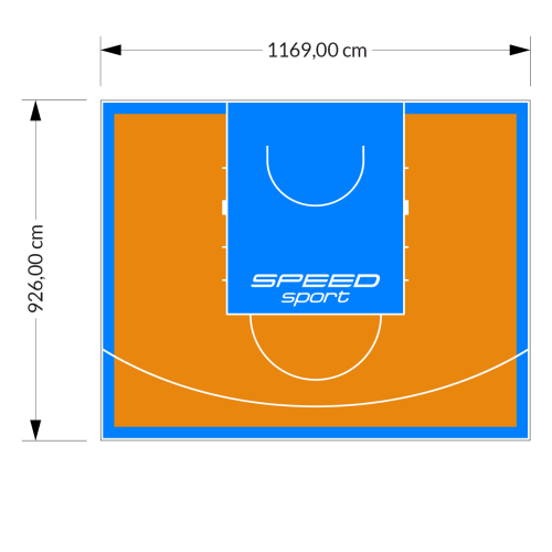 108M2/926X1169CM POMARAŃCZOWO-BŁĘKITNE BOISKO DO KOSZYKÓWKI SPEEDSPORT HEXA POWER PRO