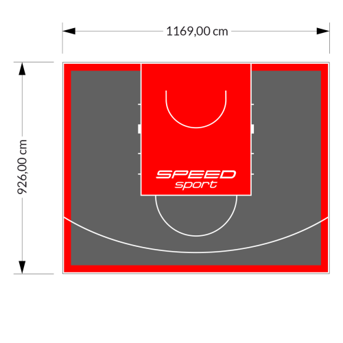 108M2/926X1169CM GRAFITOWO-CZERWONE BOISKO DO KOSZYKÓWKI SPEEDSPORT HEXA POWER PRO