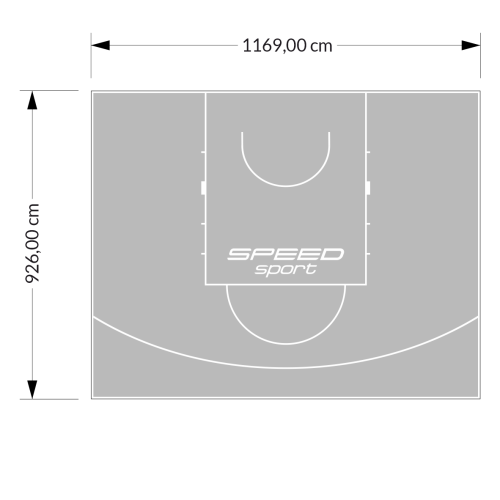 108M2/926X1169CM SZARE BOISKO DO KOSZYKÓWKI SPEEDSPORT HEXA POWER PRO