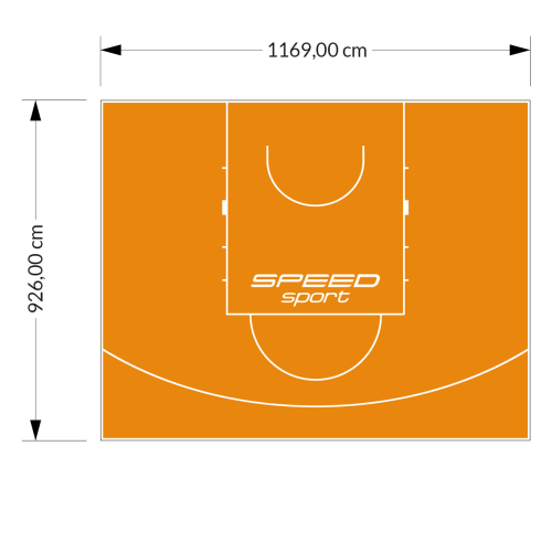 108M2/926X1169CM POMARAŃCZOWE BOISKO DO KOSZYKÓWKI SPEEDSPORT HEXA POWER PRO