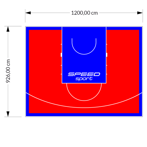 111M2/926X1200CM CZERWONO-NIEBIESKIE BOISKO DO KOSZYKÓWKI SPEEDSPORT HEXA POWER PRO