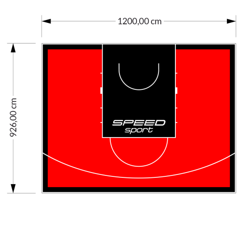 111M2/926X1200CM CZERWONO-CZARNE BOISKO DO KOSZYKÓWKI SPEEDSPORT HEXA POWER PRO