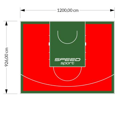 111M2/926X1200CM CZERWONO-ZIELONE BOISKO DO KOSZYKÓWKI SPEEDSPORT HEXA POWER PRO