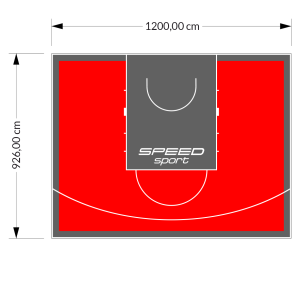 111M2/926X1200CM CZERWONO-GRAFITOWE BOISKO DO KOSZYKÓWKI SPEEDSPORT HEXA POWER PRO