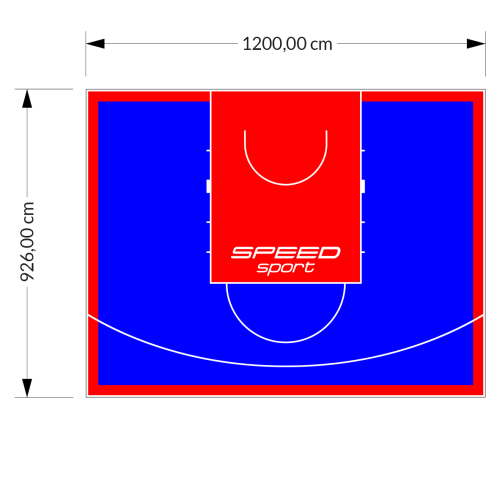 111M2/926X1200CM NIEBIESKO-CZERWONE BOISKO DO KOSZYKÓWKI SPEEDSPORT HEXA POWER PRO