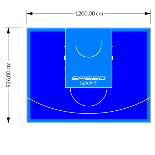 111M2/926X1200CM NIEBIESKO-BŁĘKITNE BOISKO DO KOSZYKÓWKI SPEEDSPORT HEXA POWER PRO