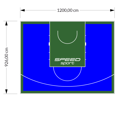 111M2/926X1200CM NIEBIESKO-ZIELONE BOISKO DO KOSZYKÓWKI SPEEDSPORT HEXA POWER PRO