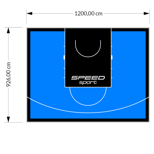 111M2/926X1200CM BŁĘKITNO-CZARNE BOISKO DO KOSZYKÓWKI SPEEDSPORT HEXA POWER PRO