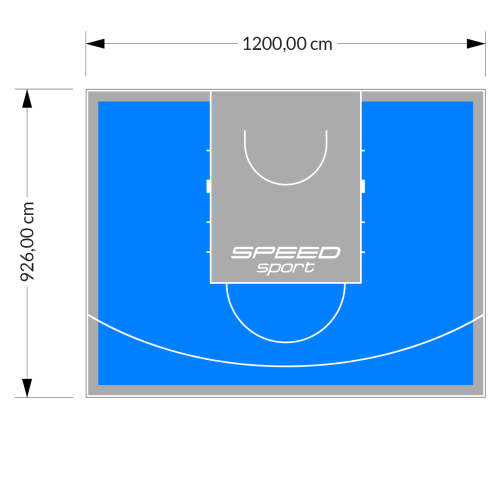111M2/926X1200CM BŁĘKITNO-SZARE BOISKO DO KOSZYKÓWKI SPEEDSPORT HEXA POWER PRO