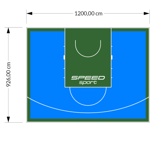 111M2/926X1200CM BŁĘKITNO-ZIELONE BOISKO DO KOSZYKÓWKI SPEEDSPORT HEXA POWER PRO