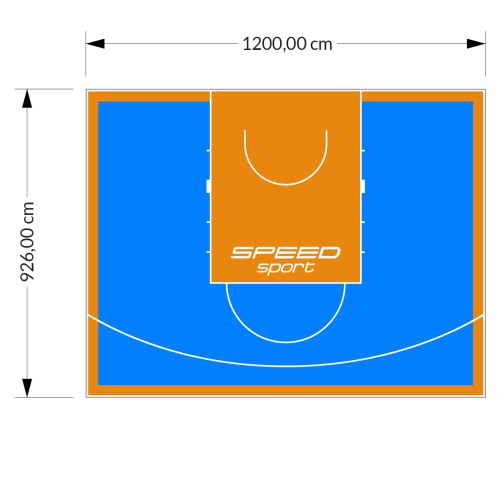 111M2/926X1200CM BŁĘKITNO-POMARAŃCZOWE BOISKO DO KOSZYKÓWKI SPEEDSPORT HEXA POWER PRO