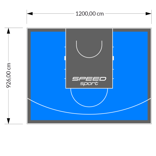 111M2/926X1200CM BŁĘKITNO-GRAFITOWE BOISKO DO KOSZYKÓWKI SPEEDSPORT HEXA POWER PRO