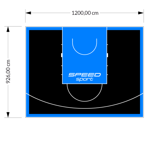 111M2/926X1200CM CZARNO-BŁĘKITNE BOISKO DO KOSZYKÓWKI SPEEDSPORT HEXA POWER PRO