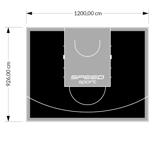 111M2/926X1200CM CZARNO-SZARE BOISKO DO KOSZYKÓWKI SPEEDSPORT HEXA POWER PRO