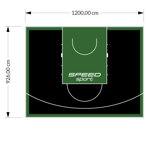 111M2/926X1200CM CZARNO-ZIELONE BOISKO DO KOSZYKÓWKI SPEEDSPORT HEXA POWER PRO
