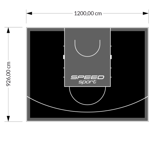 111M2/926X1200CM CZARNO-GRAFITOWE BOISKO DO KOSZYKÓWKI SPEEDSPORT HEXA POWER PRO