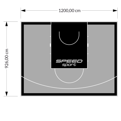 111M2/926X1200CM SZARO-CZARNE BOISKO DO KOSZYKÓWKI SPEEDSPORT HEXA POWER PRO