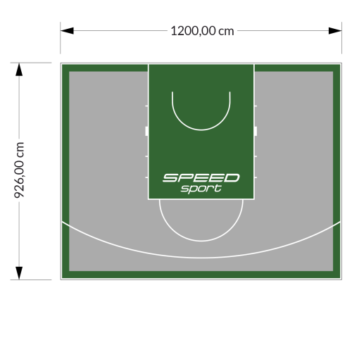 111M2/926X1200CM SZARO-ZIELONE BOISKO DO KOSZYKÓWKI SPEEDSPORT HEXA POWER PRO