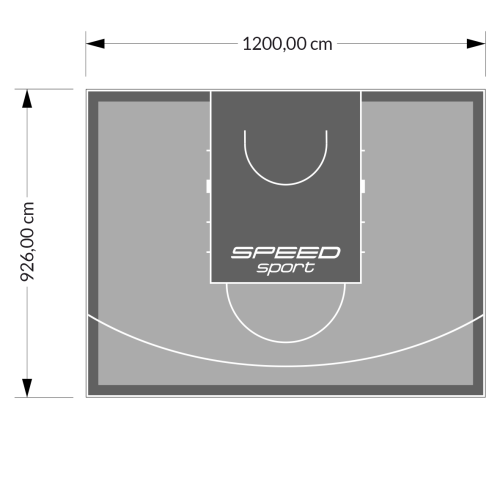 111M2/926X1200CM SZARO-GRAFITOWE BOISKO DO KOSZYKÓWKI SPEEDSPORT HEXA POWER PRO