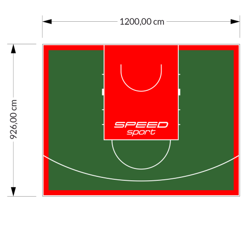 111M2/926X1200CM ZIELONO-CZERWONE BOISKO DO KOSZYKÓWKI SPEEDSPORT HEXA POWER PRO