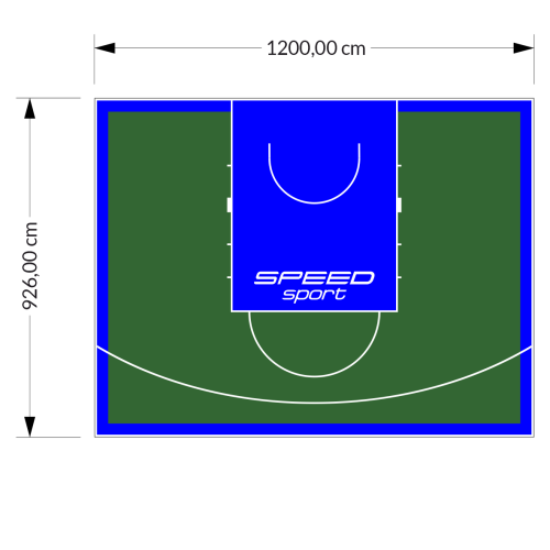 111M2/926X1200CM ZIELONO-NIEBIESKIE BOISKO DO KOSZYKÓWKI SPEEDSPORT HEXA POWER PRO
