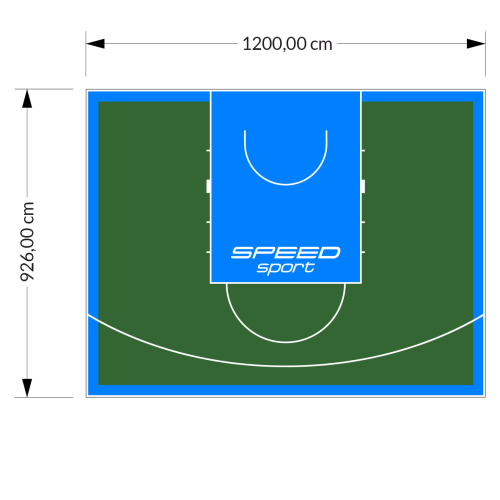 111M2/926X1200CM ZIELONO-BŁĘKITNE BOISKO DO KOSZYKÓWKI SPEEDSPORT HEXA POWER PRO