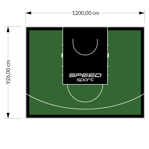 111M2/926X1200CM ZIELONO-CZARNE BOISKO DO KOSZYKÓWKI SPEEDSPORT HEXA POWER PRO