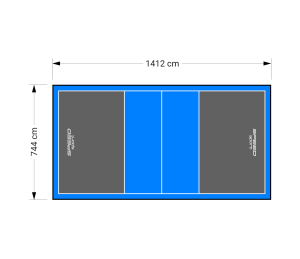 105M2/1412X744CM GRAFITOWO-BŁĘKITNE BOISKO DO SIATKÓWKI SPEEDSPORT HEXA POWER PRO