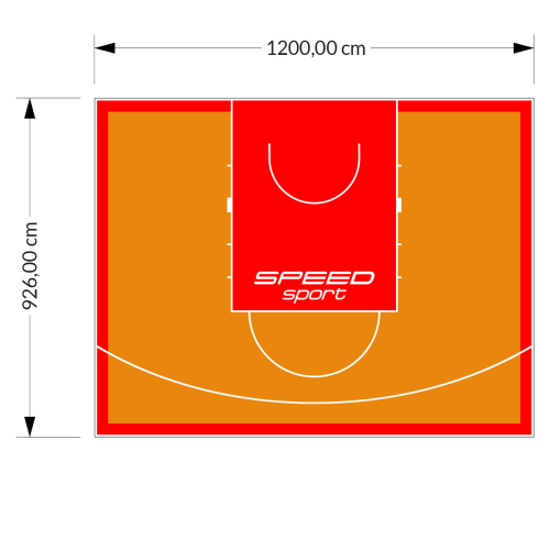 111M2/926X1200CM POMARAŃCZOWO-CZERWONE BOISKO DO KOSZYKÓWKI SPEEDSPORT HEXA POWER PRO