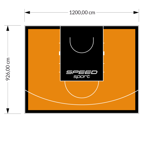 111M2/926X1200CM POMARAŃCZOWO-CZARNE BOISKO DO KOSZYKÓWKI SPEEDSPORT HEXA POWER PRO