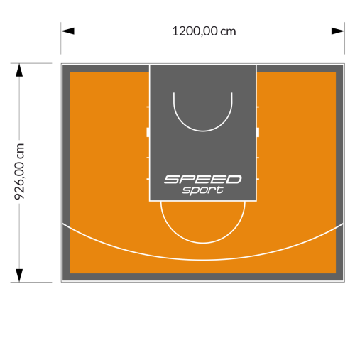 111M2/926X1200CM POMARAŃCZOWO-GRAFITOWE BOISKO DO KOSZYKÓWKI SPEEDSPORT HEXA POWER PRO