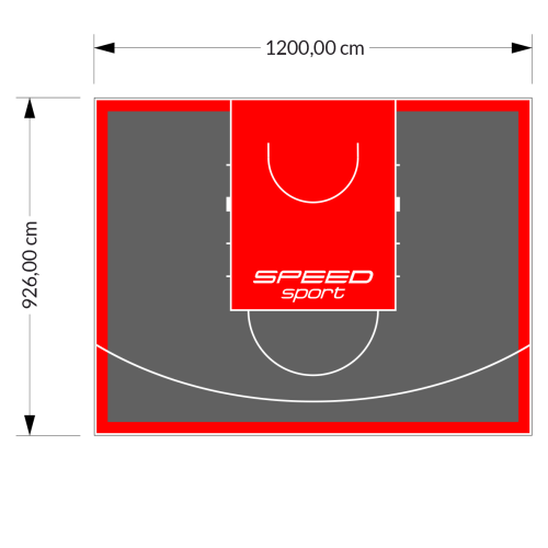111M2/926X1200CM GRAFITOWO-CZERWONE BOISKO DO KOSZYKÓWKI SPEEDSPORT HEXA POWER PRO