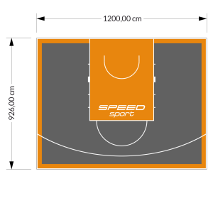 111M2/926X1200CM GRAFITOWO-POMARAŃCZOWE BOISKO DO KOSZYKÓWKI SPEEDSPORT HEXA POWER PRO