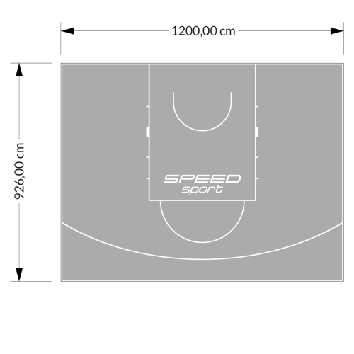 111M2/926X1200CM SZARE BOISKO DO KOSZYKÓWKI SPEEDSPORT HEXA POWER PRO