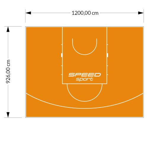 111M2/926X1200CM POMARAŃCZOWE BOISKO DO KOSZYKÓWKI SPEEDSPORT HEXA POWER PRO