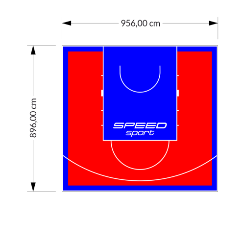 86M2/896X956CM CZERWONO-NIEBIESKIE BOISKO DO KOSZYKÓWKI SPEEDSPORT HEXA POWER PRO