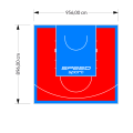 86M2/896X956CM CZERWONO-BŁĘKITNE BOISKO DO KOSZYKÓWKI SPEEDSPORT HEXA POWER PRO