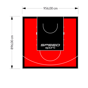 86M2/896X956CM CZERWONO-CZARNE BOISKO DO KOSZYKÓWKI SPEEDSPORT HEXA POWER PRO
