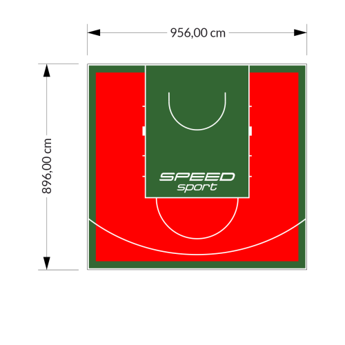 86M2/896X956CM CZERWONO-ZIELONE BOISKO DO KOSZYKÓWKI SPEEDSPORT HEXA POWER PRO