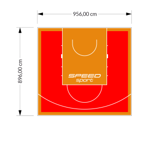 86M2/896X956CM CZERWONO-POMARAŃCZOWE BOISKO DO KOSZYKÓWKI SPEEDSPORT HEXA POWER PRO