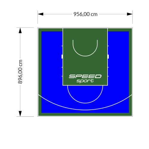 86M2/896X956CM NIEBIESKO-ZIELONE BOISKO DO KOSZYKÓWKI SPEEDSPORT HEXA POWER PRO