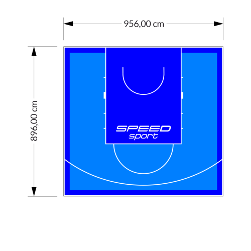 86M2/896X956CM BŁĘKITNO-NIEBIESKIE BOISKO DO KOSZYKÓWKI SPEEDSPORT HEXA POWER PRO