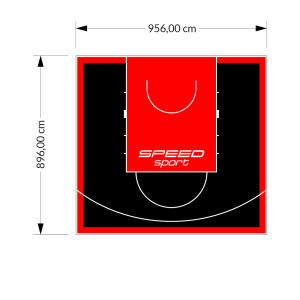86M2/896X956CM CZARNO-CZERWONE BOISKO DO KOSZYKÓWKI SPEEDSPORT HEXA POWER PRO